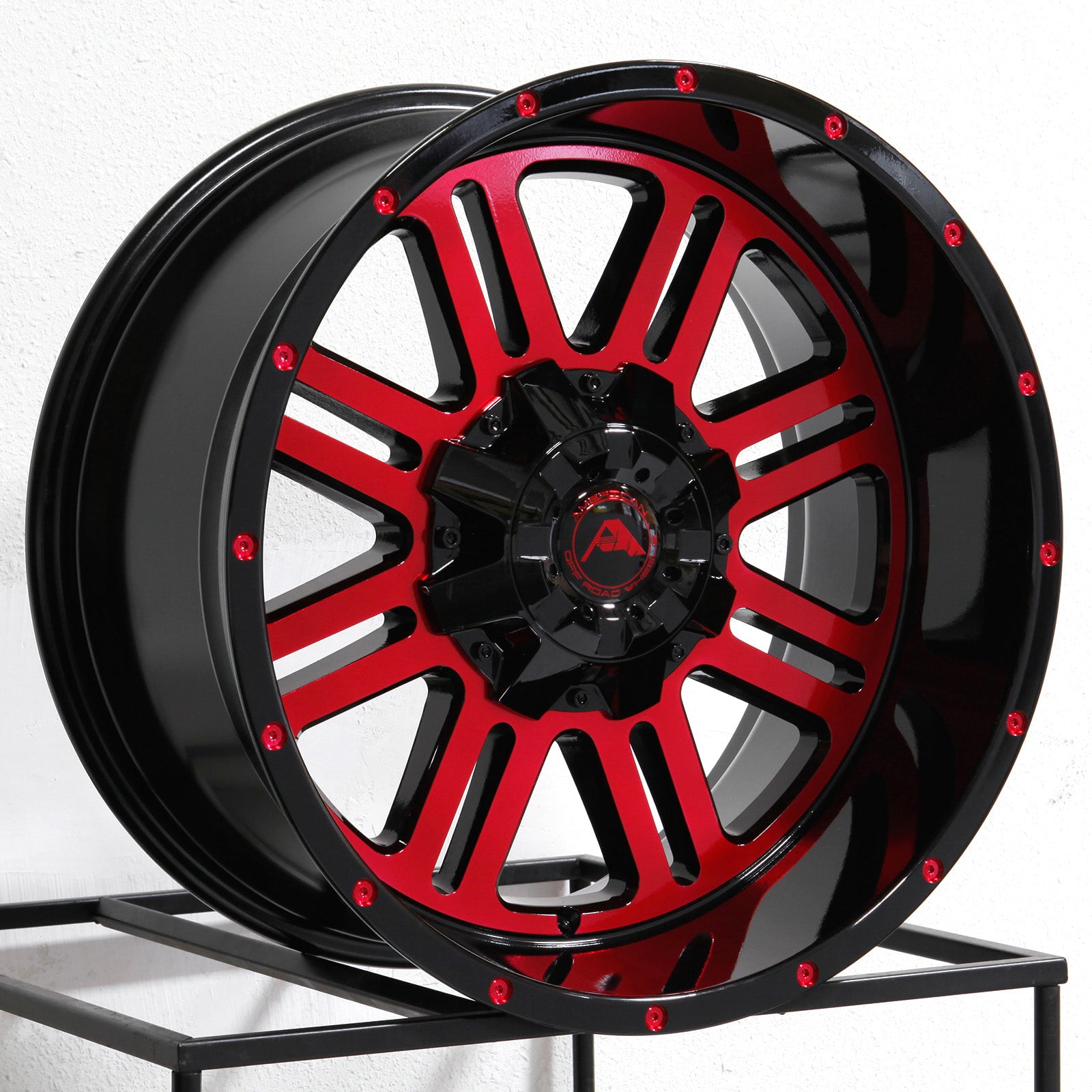 American Off-Road Wheels A106 Black Machined Red – aspire MOTORING